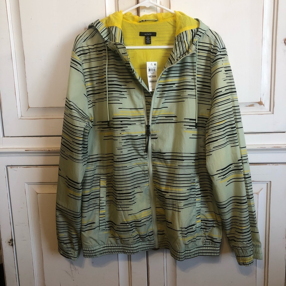 Alfani jacket Size M mint green and yellow with black